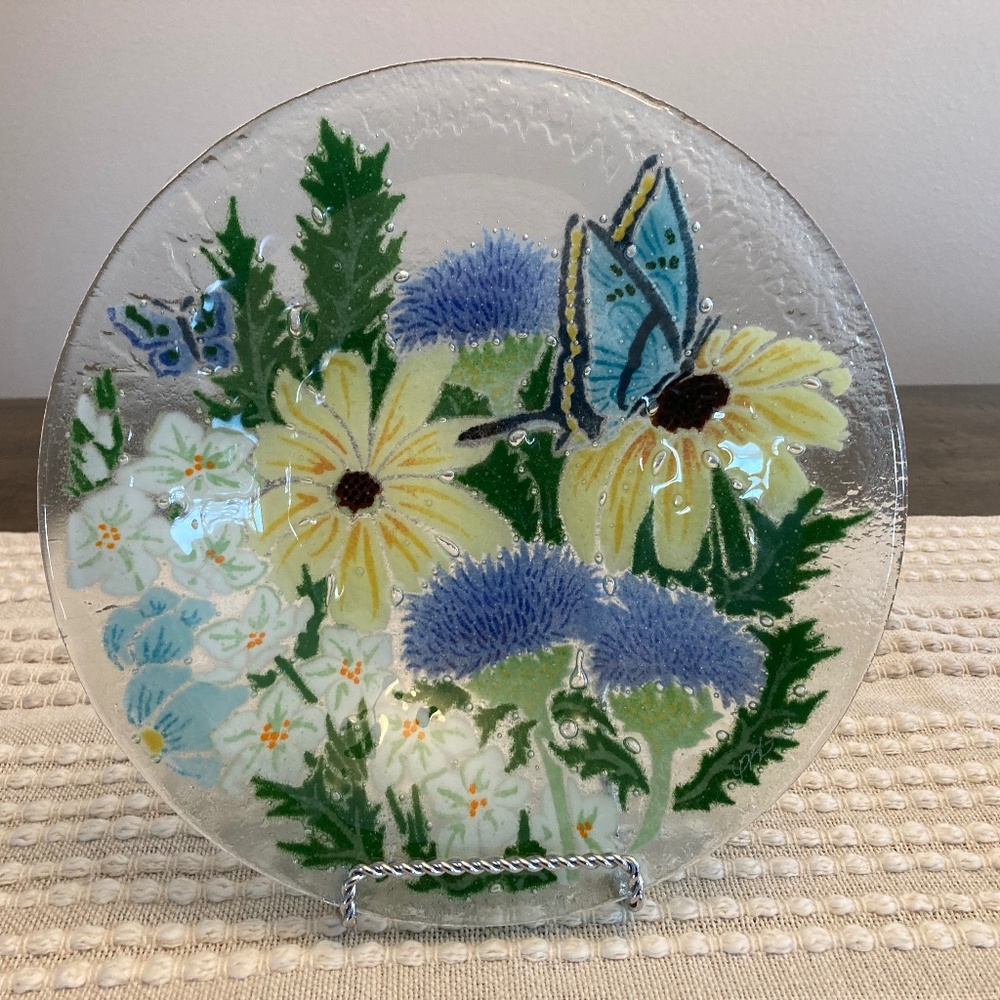 Peggy Karr Butterfly and Flower Dish/Bowl